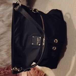 Henri Bendel New York Black Nylon Shoulder Bag. Goldtone Hardware.